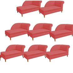 Kit 08 Recamier  Decorativa  Judi Pé em Madeira  2 Lugares Sala de Est