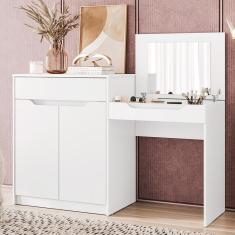 Escrivaninha Penteadeira Trend Com 2 Portas E 1 Gaveta Branco Fosco Branco Fosco