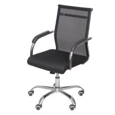 Cadeira Giratória Baixa Office Roma Tela Preta Base Rodízio Cromado