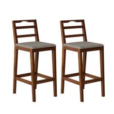 Conjunto Com 2 Banquetas Madeira Maciça Denver Pinhão