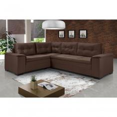 Sofá Viena Canto Suede Plus Confortável Pés Madeira Império Marrom 379