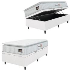 Cama Box Baú Solteiro Colchão Espuma D33 Pillow Top Van Gogh 88x188x65cm Branco Hellen