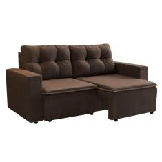 Sofá 3 Lugares Retrátil Amsterdã I Suede Marrom 180 cm