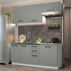 Armário de Cozinha Compacta 180cm Branco Cinza Agata Madesa 03