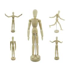 Boneco Articulado Grande 30Cm De Madeira Desenhos Moda Arte