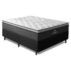 Cama Box Casal Colchão Molas Ensacadas Pillow Top Maximus 138x188x62cm Cinza/Preto Gazin - Suporta até 120Kg por Pessoa