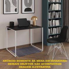 Escrivaninha Industrial Office Preta 120x53 Grécia Base Ferro Branco