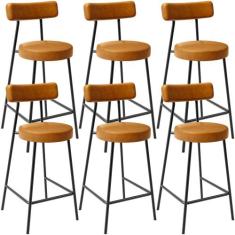 Kit 06 Banquetas Baixa Para Cozinha Sala De Jantar Bancada Milão L02 m