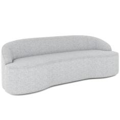 Sofá 3 Lugares Curvo Sala de Estar Living Lótus D02 Linho Cinza 180 cm
