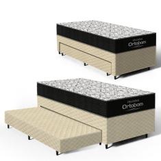 Cama Box com Colchao de Espuma D45 Ortobom Airtech 150 + Auxiliar de Espuma Unique Solteiro 88cm