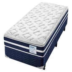 Cama Box Solteiro Americanflex Nero Gel com Pillow Top e Molas Ensacadas 67x88x188 cm - Azul/Branco