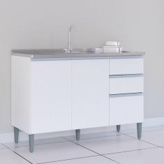 Balcão 3 Portas 2 Gavetas 120cm sem Tampo Aline Poquema