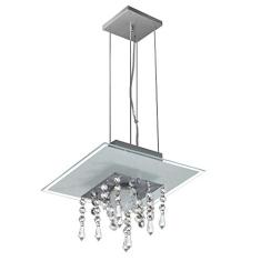 Lustre Pendente de Vidro com Cristal para 01 Lâmpada - Cor Branco
