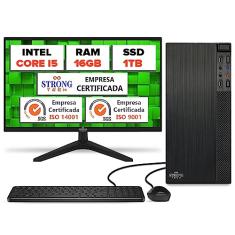 Computador Completo Intel Core i5 16GB SSD 1TB Monitor 17" 4 Núcleos Super Turbo Pc Hdmi Teclado e Mouse Strong Tech