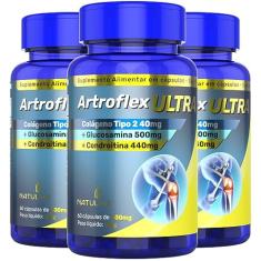 KIT 3X ArtroFlex ULTRA (Glucosamina, Condroitina e Colágeno Tipo 2) 60 cápsulas - Natulha