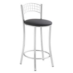 Banqueta Média em Aço para Cozinha com Encosto Cromado