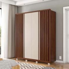 Guarda Roupa Solteiro 4 Portas 2 Gavetas Liz Havana/Off White