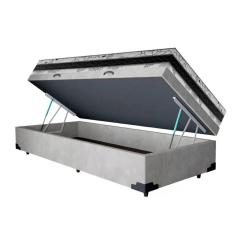 Cama Base Box Baú Solteiro Super Confort Suede Cinza + Colchão Solteiro Super Confort D33 24x88x188