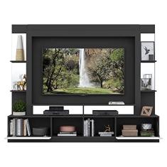 Rack Estante com Suporte Tv 65" e Espelho Oslo Multimóveis Preto/branco