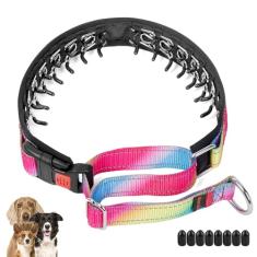 Mayerzon Coleira Martingale com garras para cães, coleira antipuxão com bandeira americana para cães pequenos, médios e grandes, coleira de beliscar engraçada ajustável para cães com fivela para
