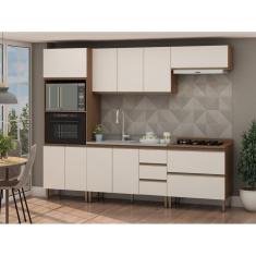 Cozinha Completa 5 Peças com Torre Quente e Balcão sem Tampo Dália Ébano/Off White