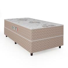 Cama Box Solteiro Conjugada Ortopédico Alpha Espuma 88x188x52cm Bege/Branco Hellen