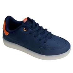 Tênis Infantil Kidy Hype Com Led Marinho E Laranja Escolar Escola Colegial Colégio Original Menino Masculino Conforto Durabilidade AnatômicoVoltasàsAulas Macio Calce FácilResistente