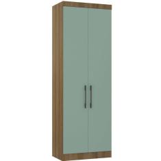 Guarda Roupa Modulado 79cm 2 Portas Paris Luciane Móveis Avelã Pf Com Verde Pf