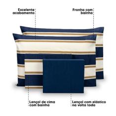 Lençol Queen 4 Pçs Estampado Percal 180 Fios Bainha - Bem Me Quer Enxo