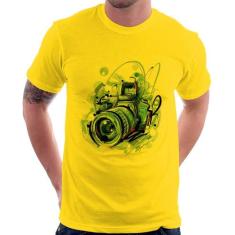 Camiseta Câmera Fotográfica - Foca na Moda, Amarelo, P