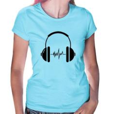 Baby Look Headphone Batimentos - Foca na Moda, Azul bebê, P