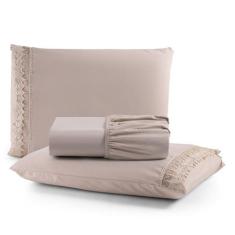 Jogo de Lençol Gippir Queen Percal 200 Fios 3 Peças - Santos e Luan, A