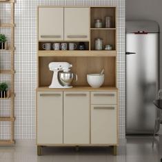 Armário de Cozinha 5 Portas 1 Gaveta Ametista Valdemóveis Cinamomo/Off White