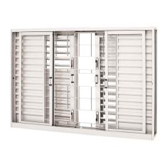 Janela Veneziana Multiflex Grade Quadriculada em Aço 120 x 150 x 16 cm 6 Folhas Pratika Sasazaki