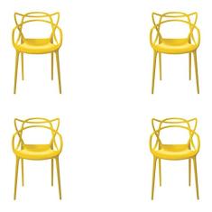 Kit 4 Cadeiras Decorativas Sala e Cozinha Feliti (PP) Amarela - Gran Belo