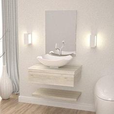 Bancada para Banheiro Cuba Abaulada L42 com Prateleira 605w Metrópole Compace Snow