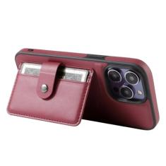Capa de telefone TPU macia de cor sólida com suporte para cartão para iPhone 15 14 Plus 13 12 Pro Max Capa de couro com suporte de carteira, vinho tinto, para iPhone 14 Pro