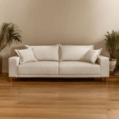 Sofá Fixo 3 Lugares Luxo 200 cm Argos Bege Claro