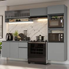 Armário De Cozinha Completa Suspenso 260cm 11 Cinza