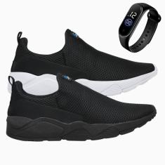 Tênis Masculino Esporte Leve e Macio Academia Caminhada Corrida Kit 2 par + Relógio-Masculino