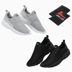 Kit 2 Tênis Masculino Esporte Academia Caminhada Treino Dia a Dia + Carteira-Masculino