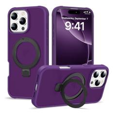 DORAFIN Capa para iPhone 16 Pro Max com suporte de anel invisível, proteção contra quedas militar compatível com Mag-Safe Matte translúcida traseira antiderrapante à prova de choque 6,9 polegadas