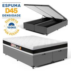 Cama Box Baú com Colchão De Espuma D45 Castor Black & White Super King 193cm