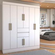Guarda-Roupa Solteiro Leal Slim 8 Portas 2 Gavetas Branco - Panorama M