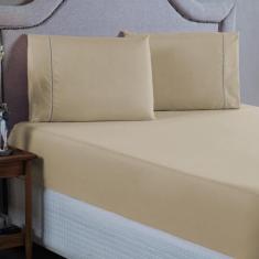 Kit jogo Lençol Queen 3 Peças 400 Fios Ponto Palito Conjunto Cama Box 