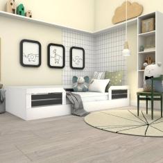 Cama Infantil Montessoriana Solteiro Lua Yescasa Branco/Preto