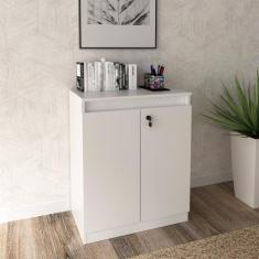Balcão para Escritório 60cm com 1 Prateleira 2 Portas e Chave ME4149 -