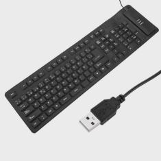 Teclado Com Fio Dobrável Emborrachado Usb Notebook Pc Tablet