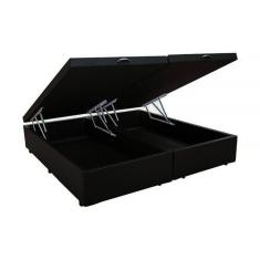 Cama Box Baú Blindado Casal Bipartido Homequeen Suede Preto 41x138x188