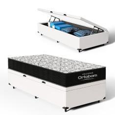 Cama Box Baú com Colchão de Espuma D45 Ortobom Airtech 150 D45 Solteiro 88cm